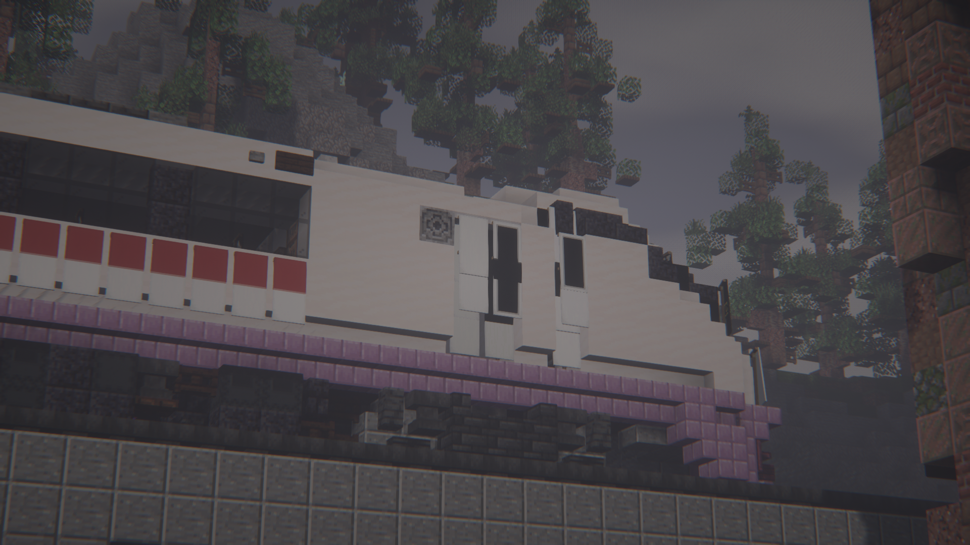 An abandoned modern building reclaimed by the Deadlands forest